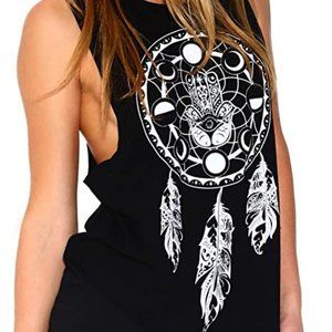 iHeartRaves Dreamcatcher Tank Top Boho Festival Graphic Muscle Tee Size L
